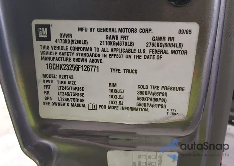 2006 Chevrolet Silverado 2500Hd Lt3 from USA, damaged, VIN 1GCHK23256F126771